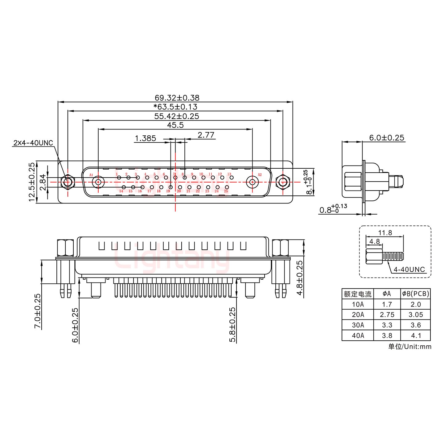 27W2公PCB直插板/鉚魚(yú)叉7.0/大電流30A