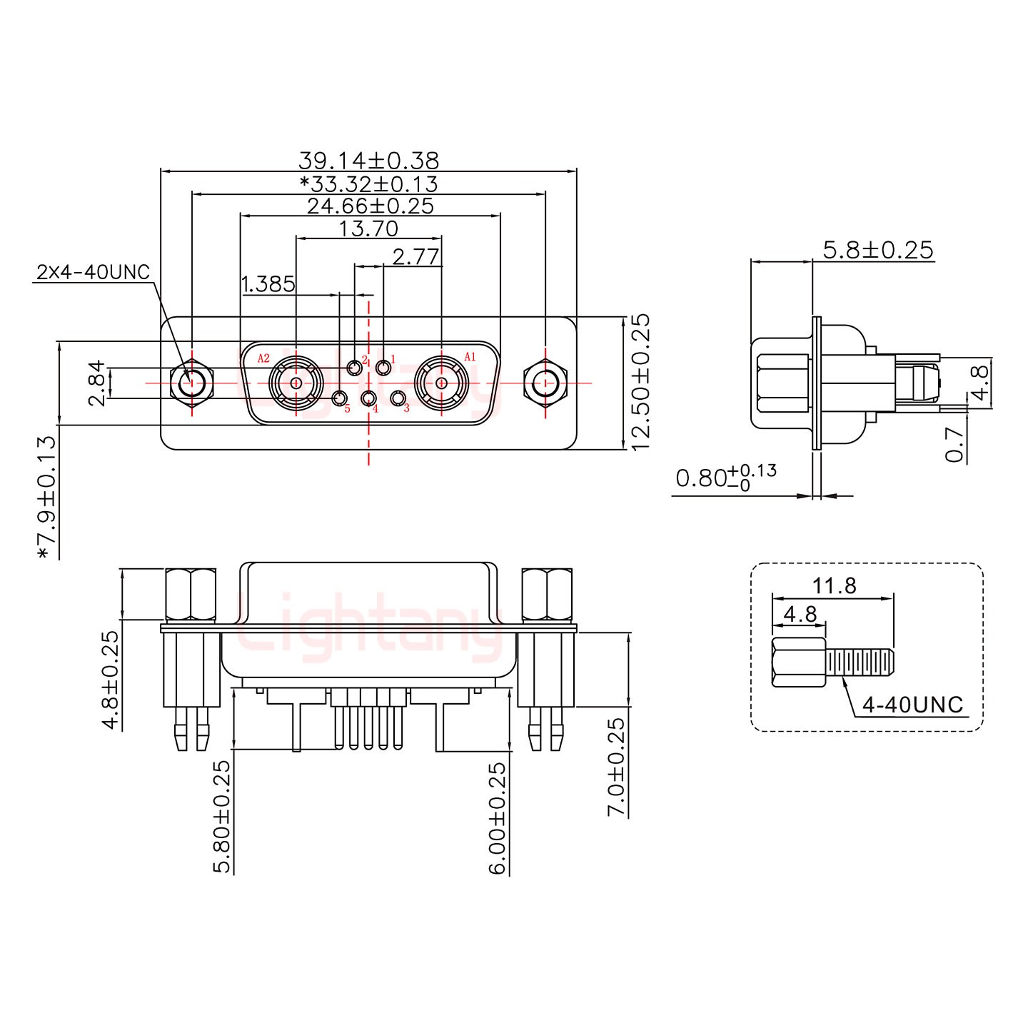 7W2母PCB直插板/鉚魚(yú)叉7.0/射頻同軸75歐姆