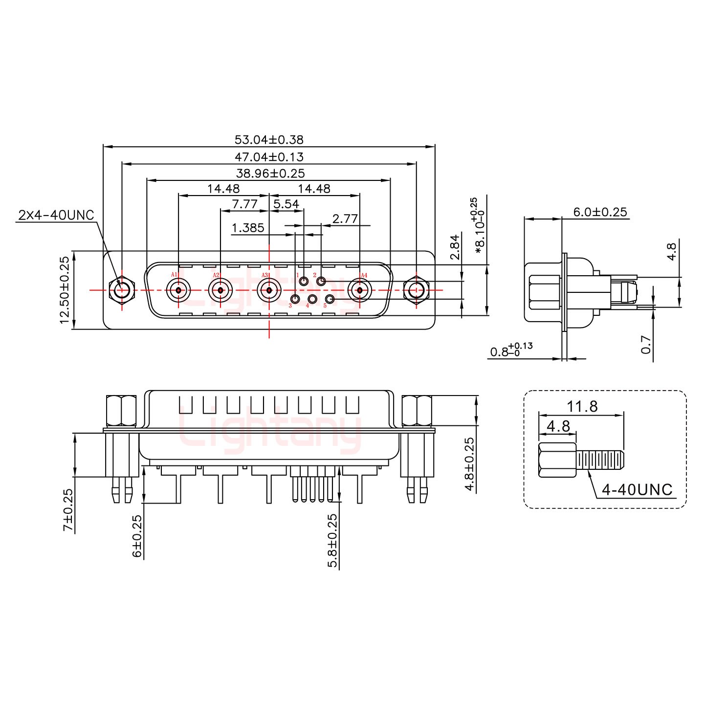 9W4公PCB直插板/鉚魚(yú)叉7.0/射頻同軸75歐姆