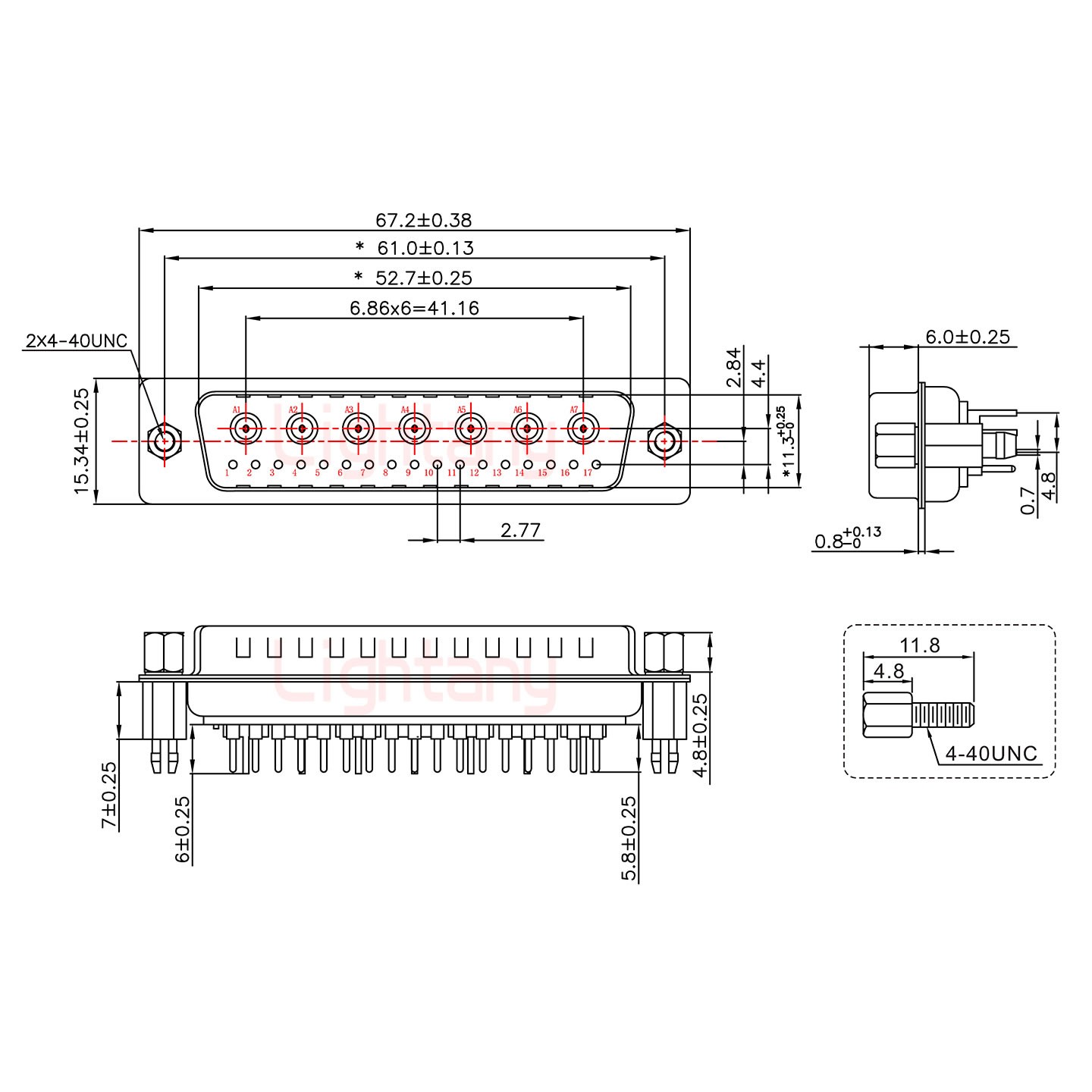 24W7公PCB直插板/鉚魚(yú)叉7.0/射頻同軸50歐姆