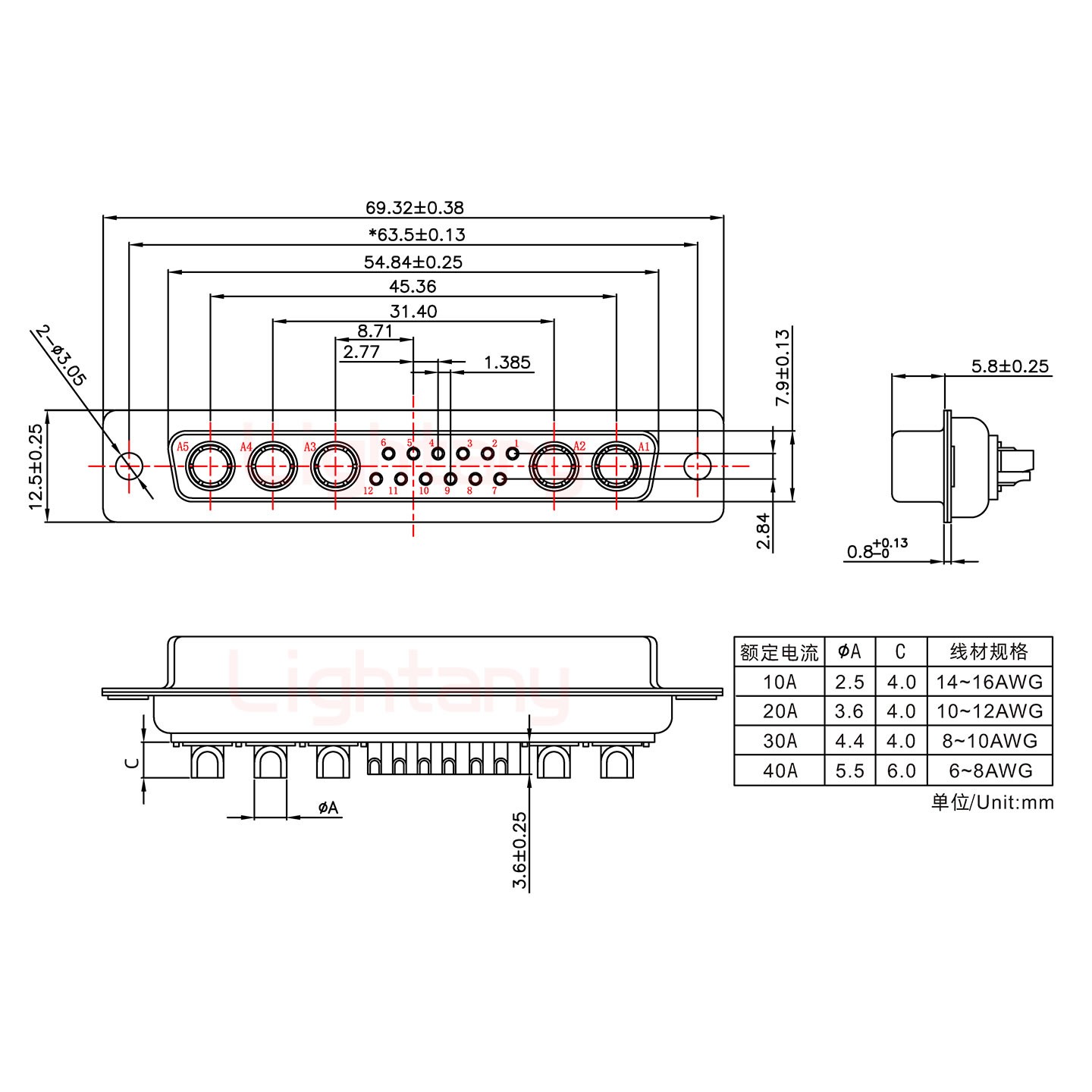 17W5母短體焊線10A+37P金屬外殼967斜出線4~12mm