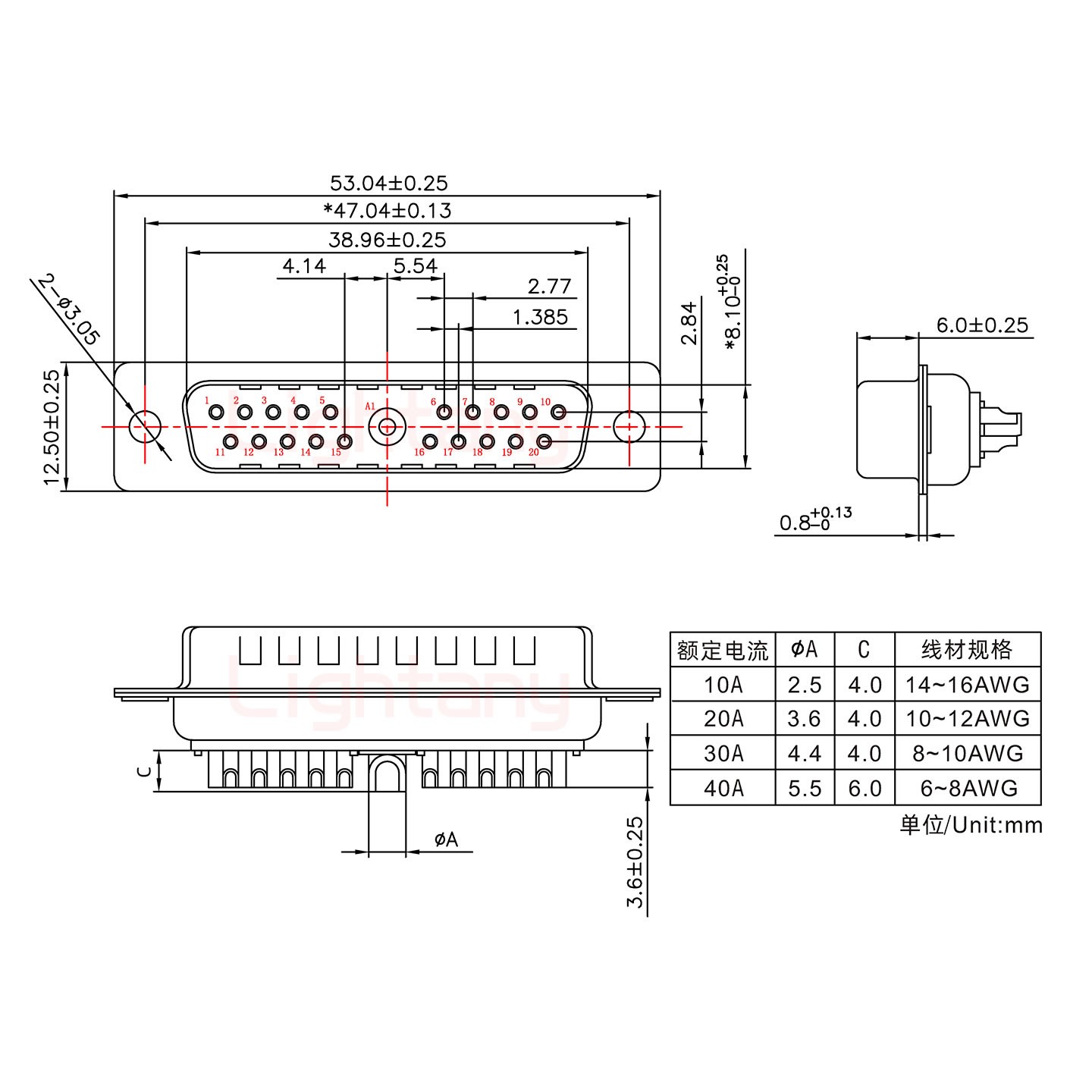 21W1公短體焊線(xiàn)/光孔/大電流40A