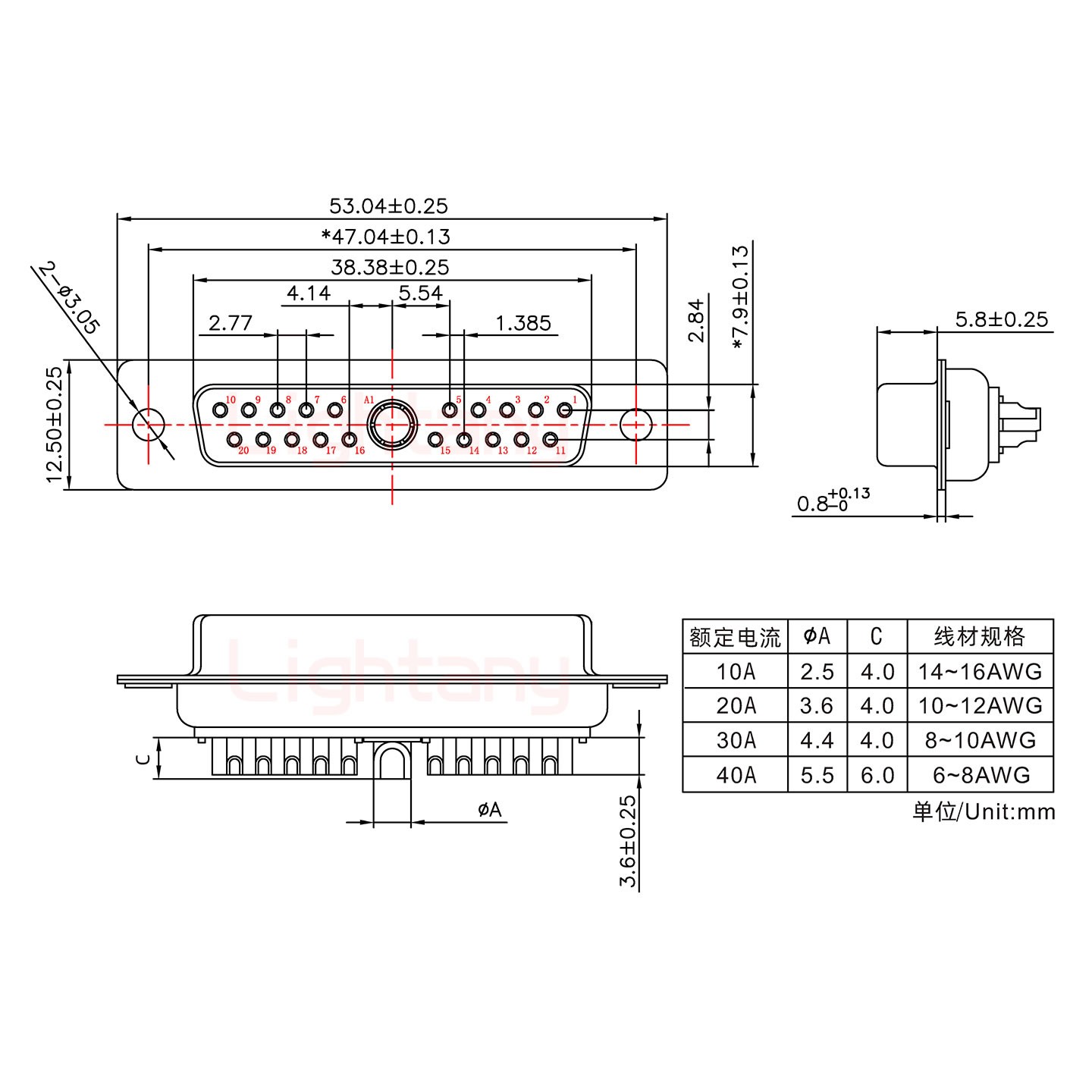 21W1母短體焊線(xiàn)30A+25P金屬外殼592斜出線(xiàn)4~12mm