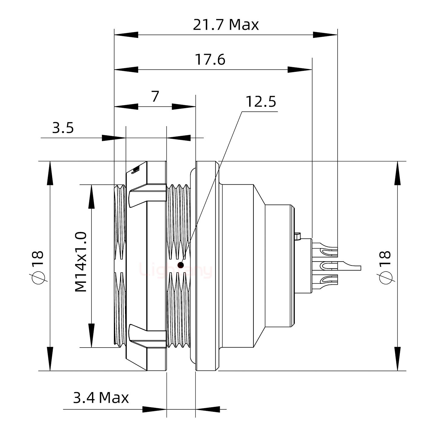 EEG.0K.007.CLL推拉自鎖前螺母插座 焊線(xiàn)
